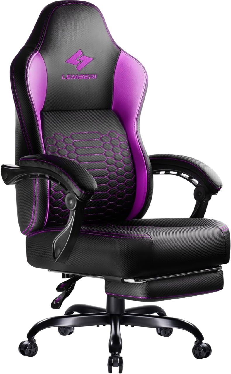 Big and Tall Gaming Chair 400lb, Purple by Lemberi